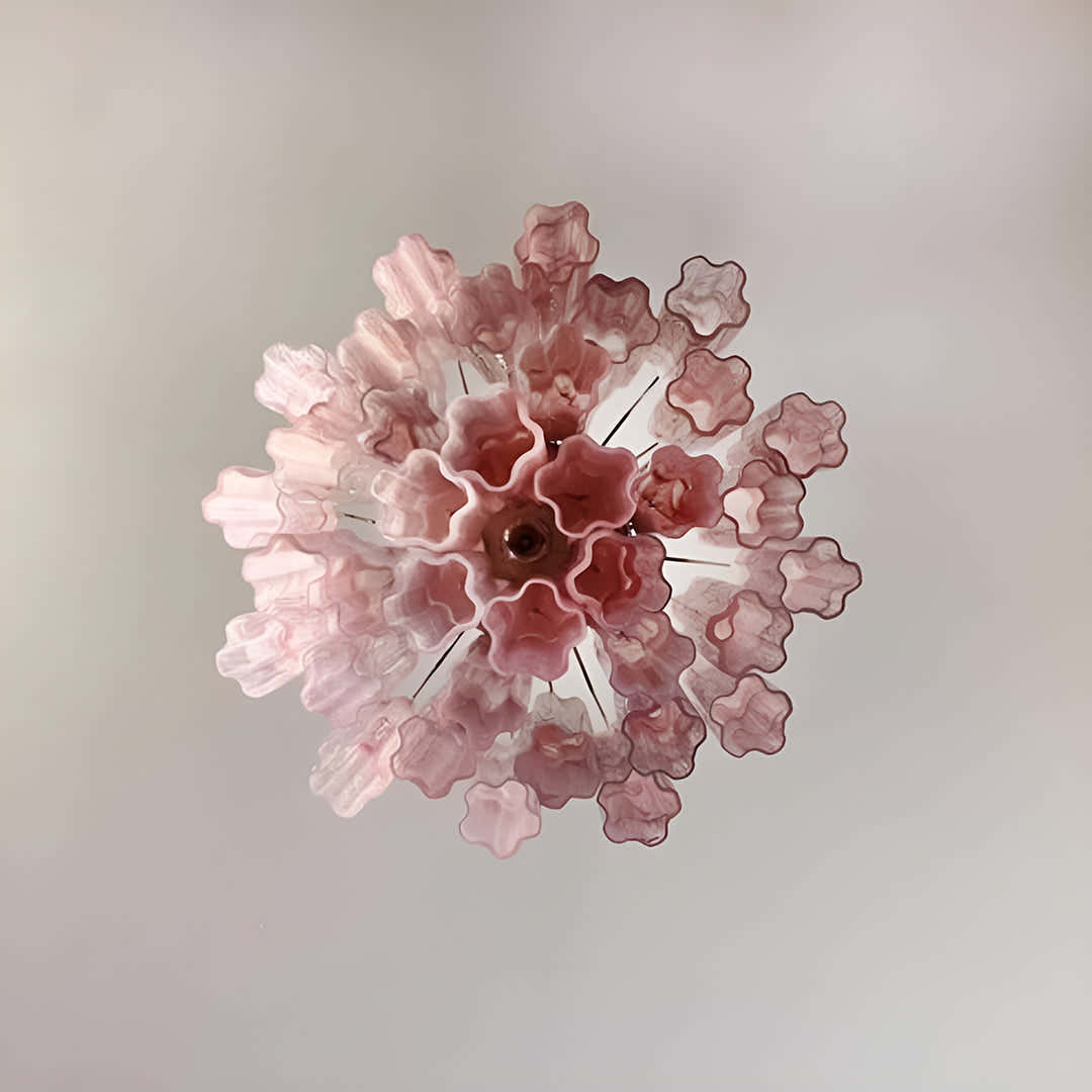 Pink Murano Glass Tronchi Chandelier