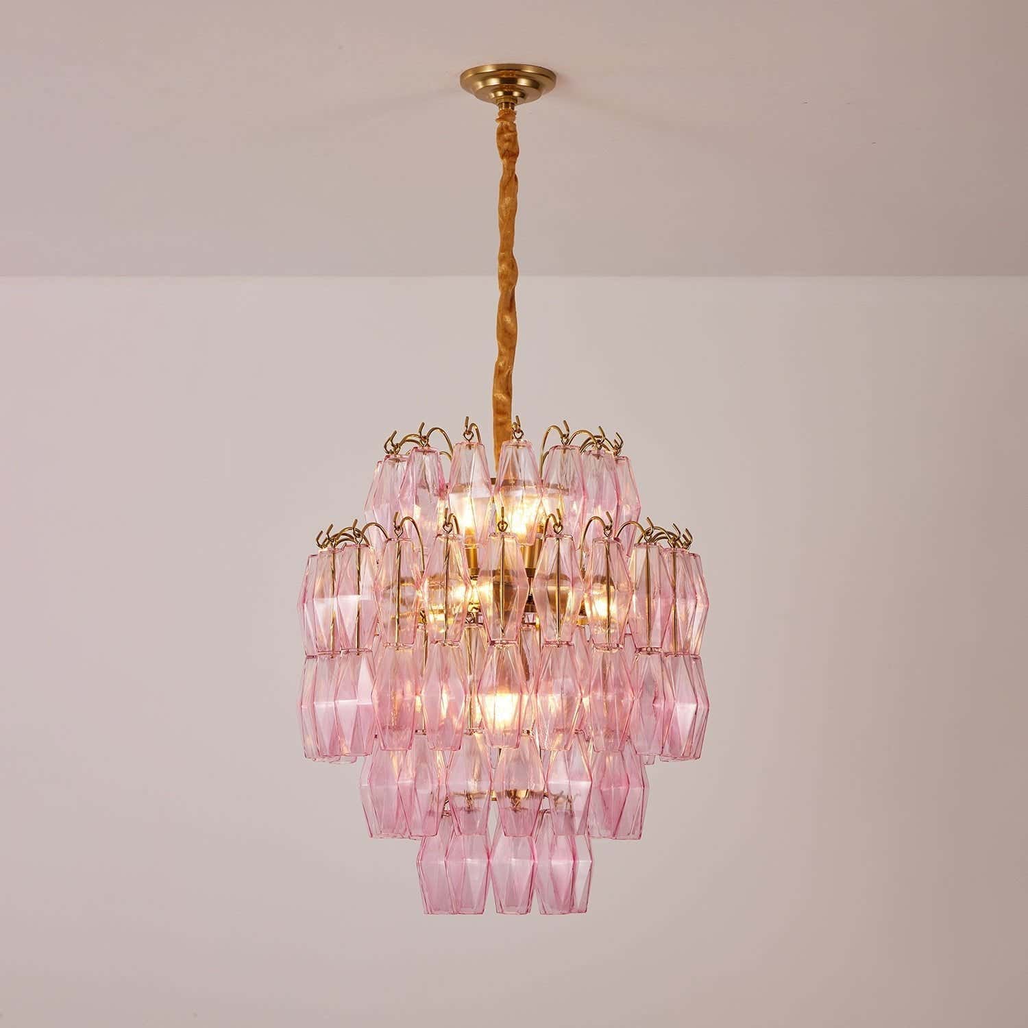 Pink Murano Glass Prism Chandelier