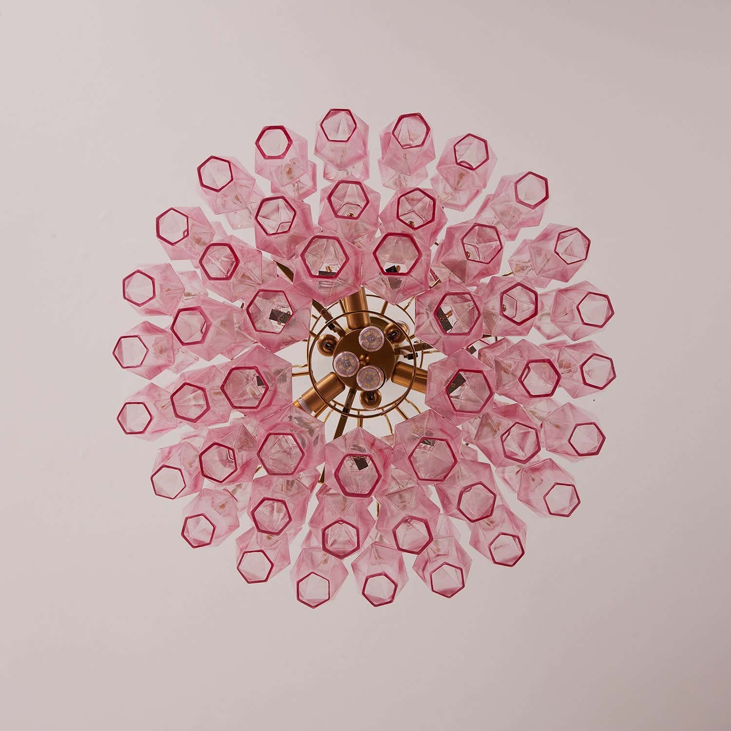 Pink Murano Glass Prism Chandelier