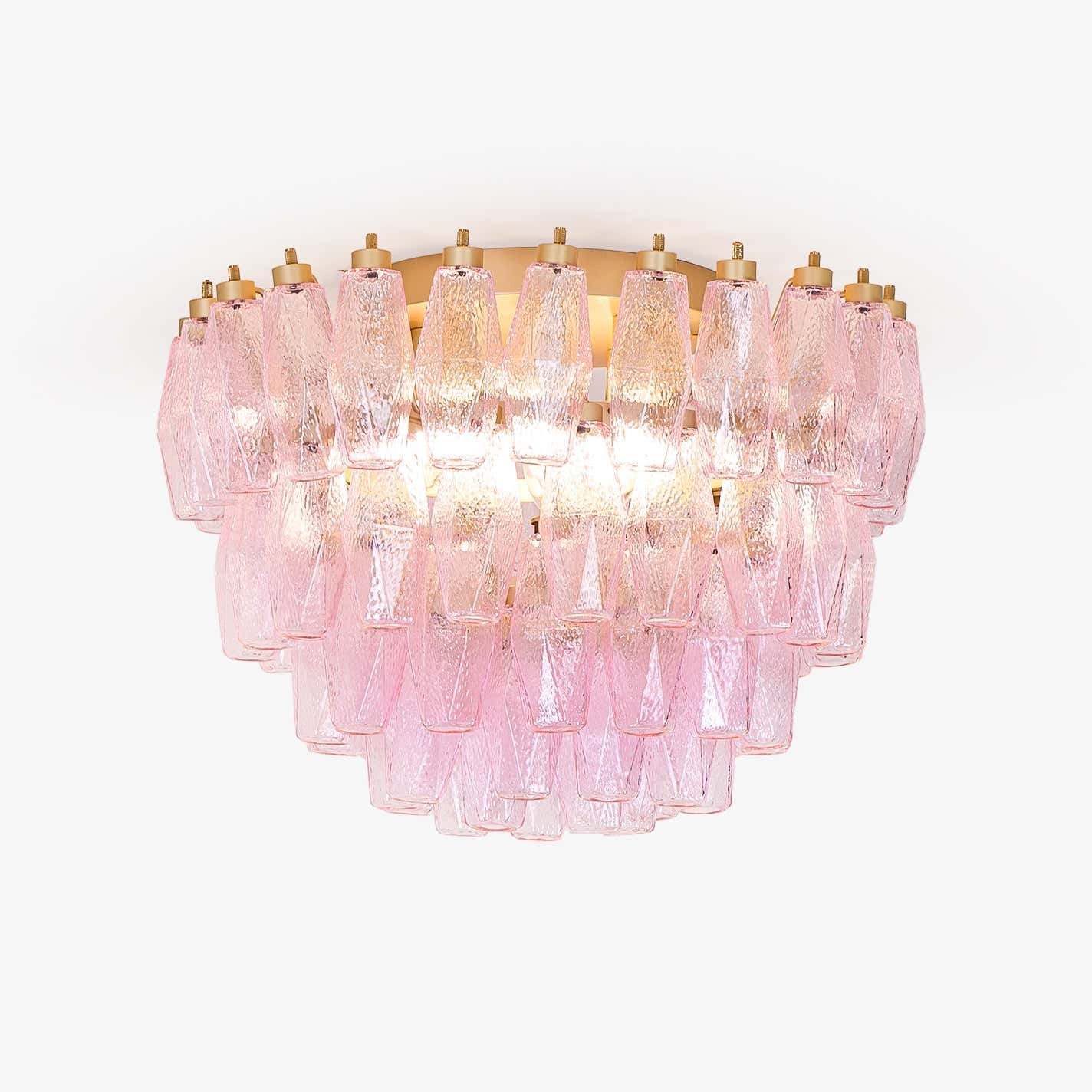 Poliedri Murano Pink Ceiling Light