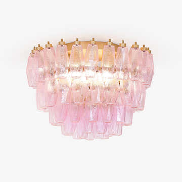 Poliedri Murano Pink Ceiling Light