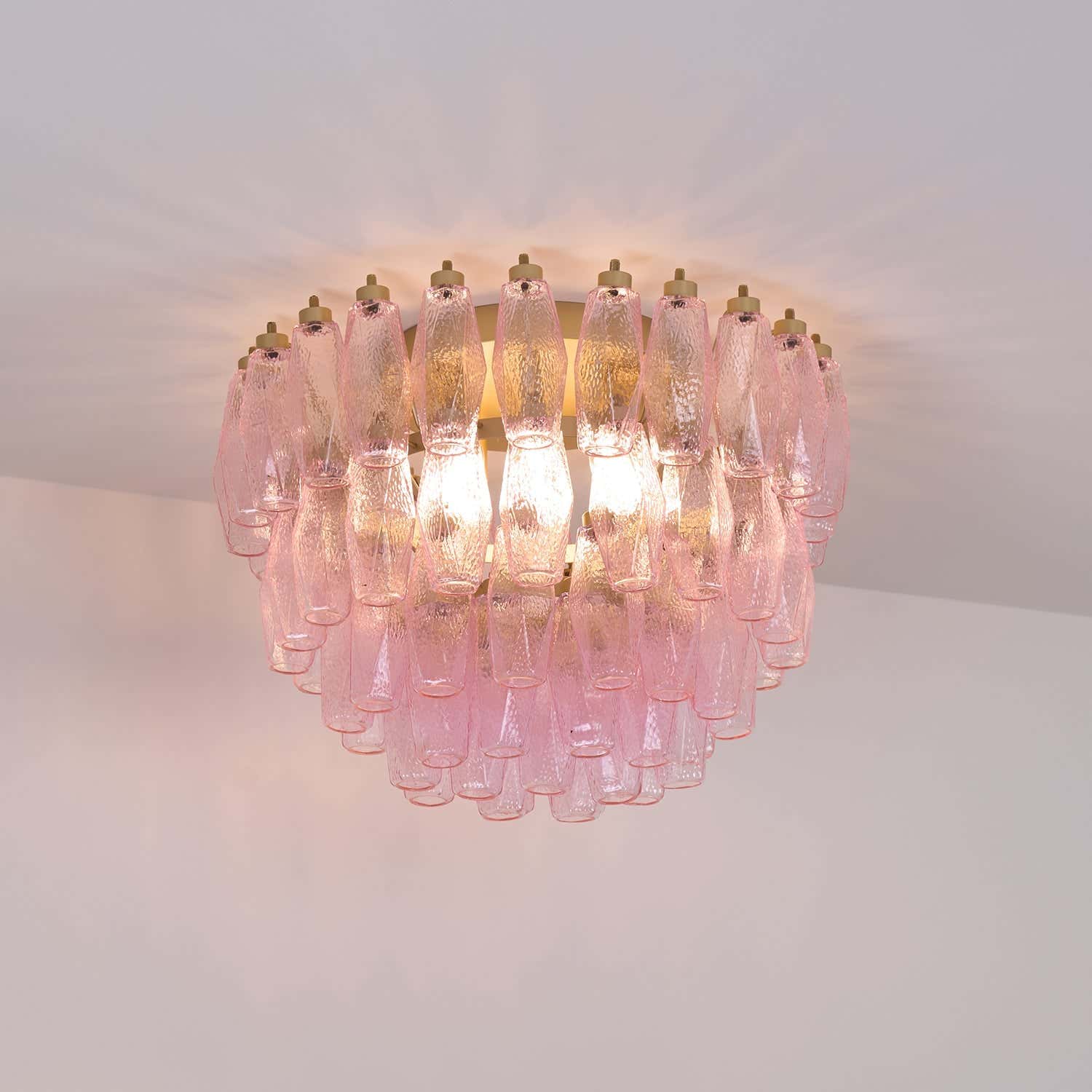 Poliedri Murano Pink Ceiling Light