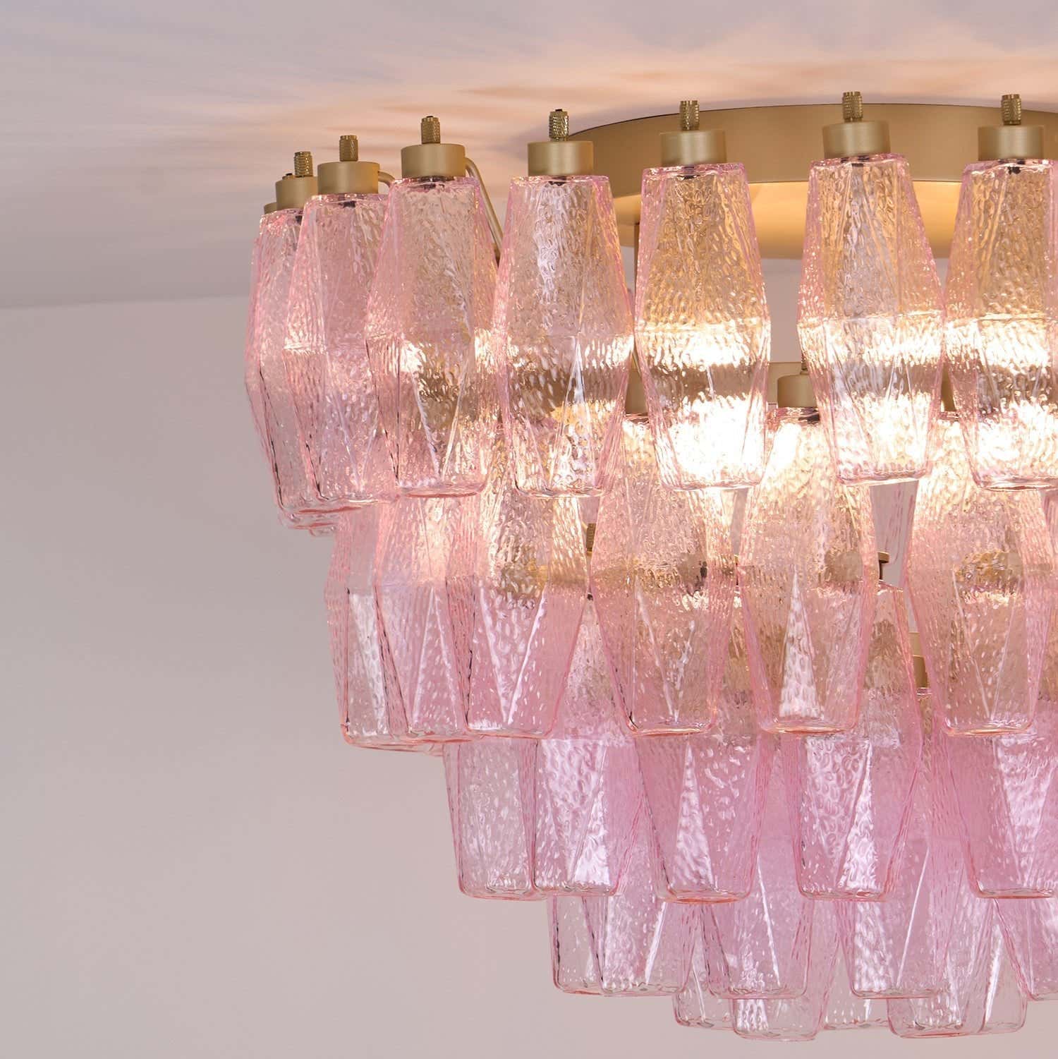 Poliedri Murano Pink Ceiling Light