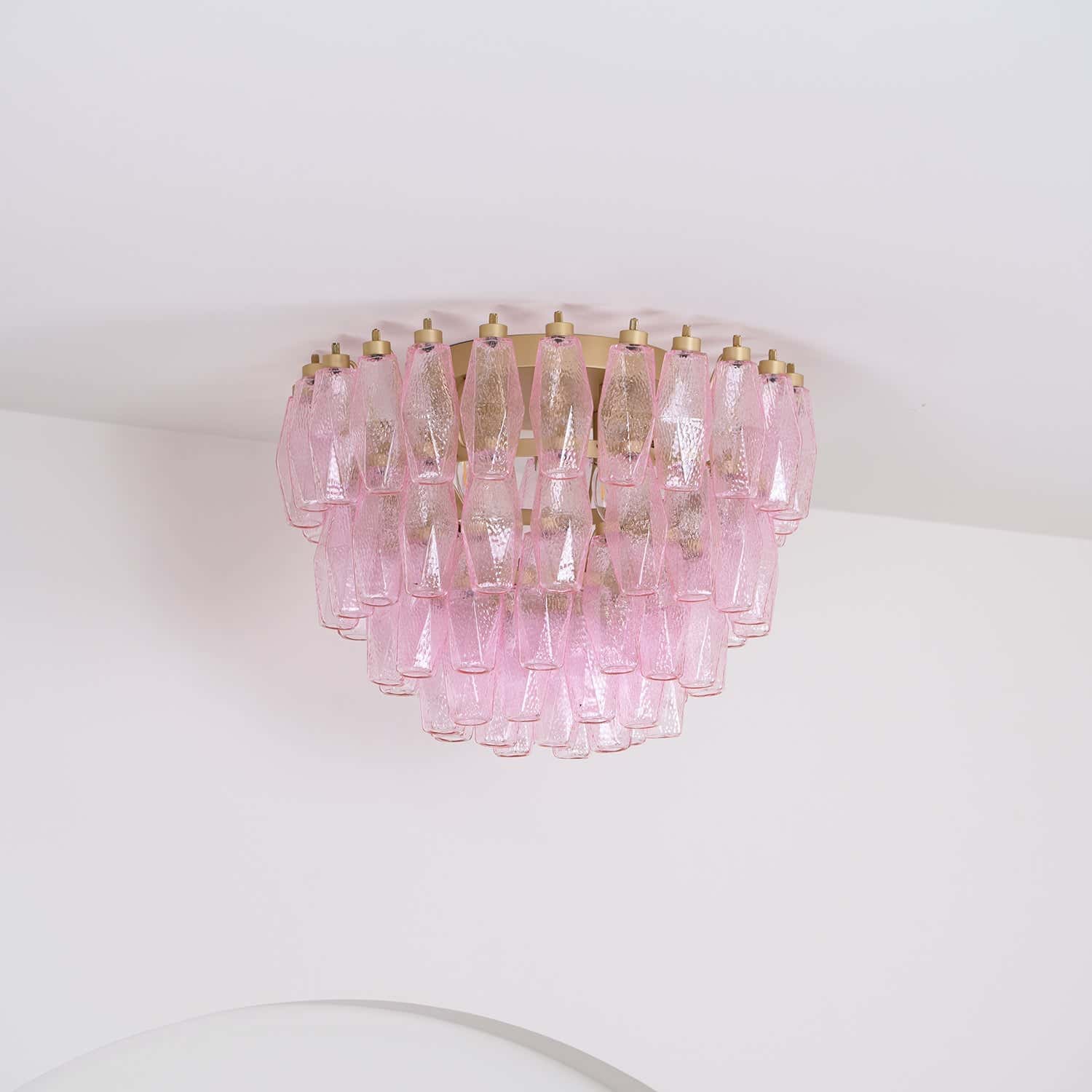 Poliedri Murano Pink Ceiling Light