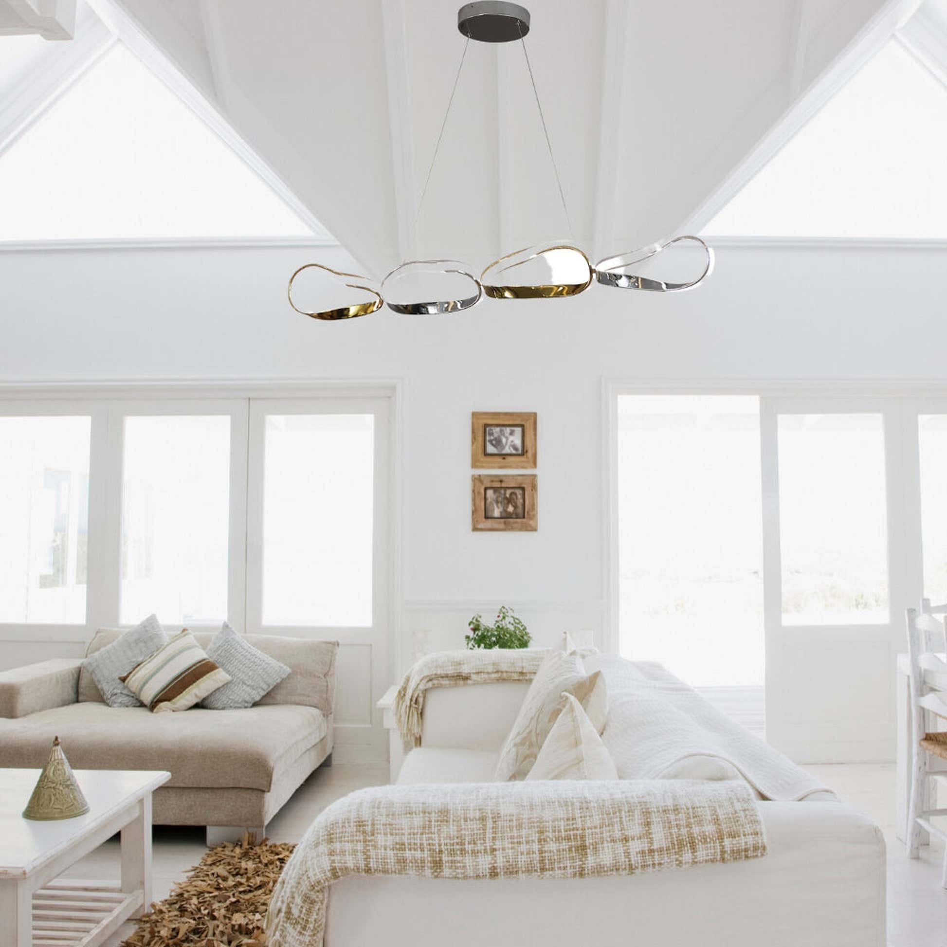 Prague Horizontal Chandelier // Gold & Chrome