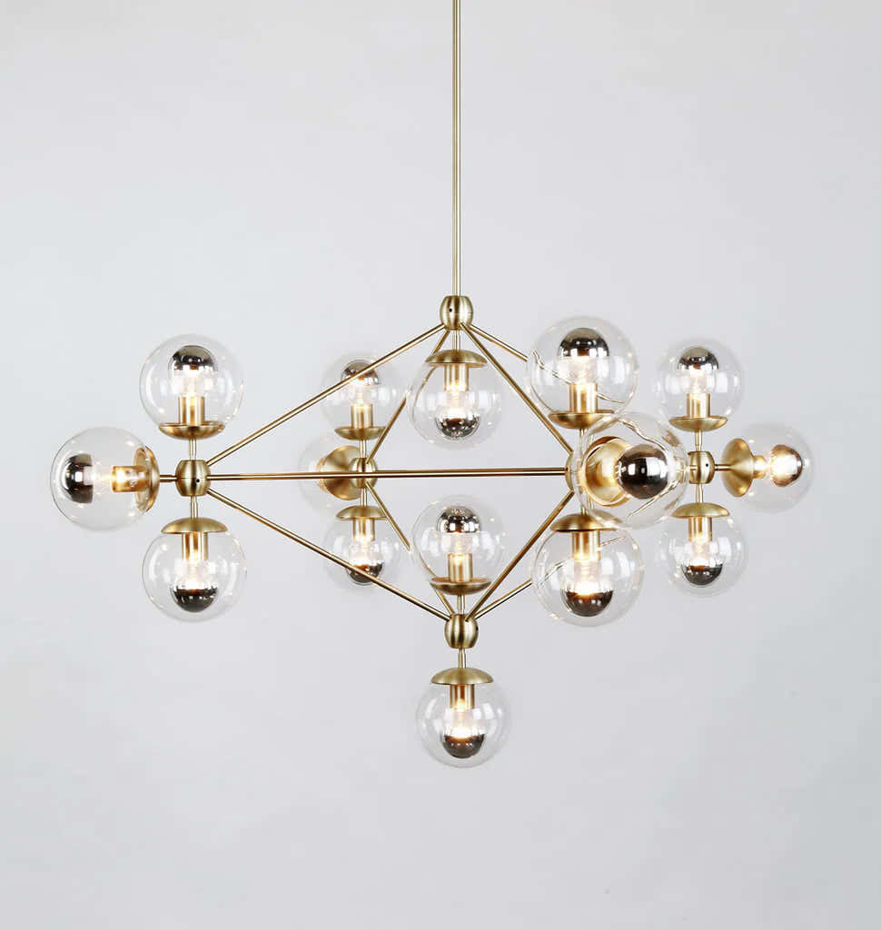 Modo Chandelier 39" - 4 Sided, 15 Globes