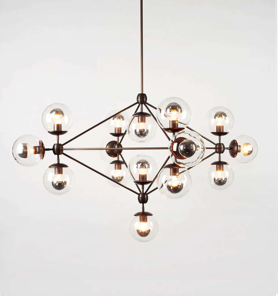 Modo Chandelier 39" - 4 Sided, 15 Globes