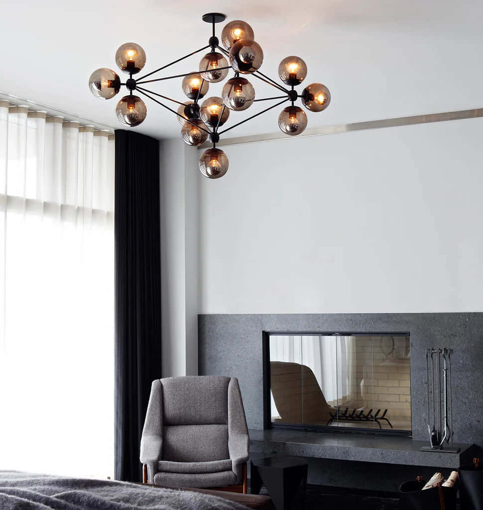 Modo Chandelier 39" - 4 Sided, 15 Globes