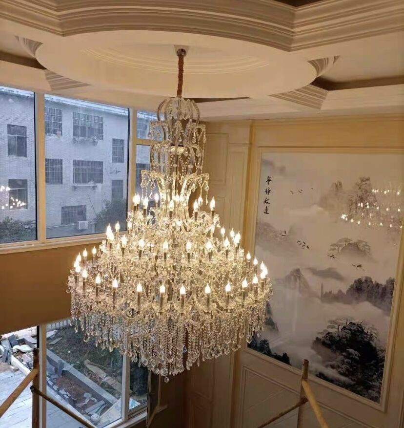 Oversized Luxury Traditional Gold/Chrome Candle Branch Crystal Chandelier