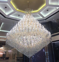 Extra Large Traditional Luxury Multi-tiers Candle Branch Raindrop Crystal Pendant Chandelier