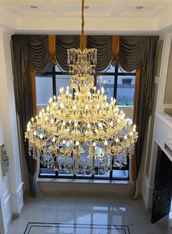 Oversized Luxury Traditional Gold/Chrome Candle Branch Crystal Chandelier