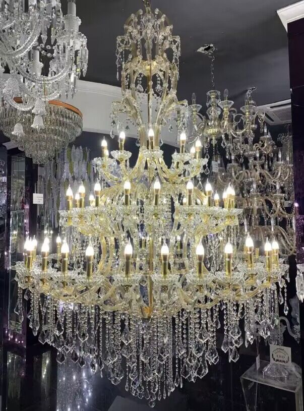 Oversized Luxury Traditional Gold/Chrome Candle Branch Crystal Chandelier