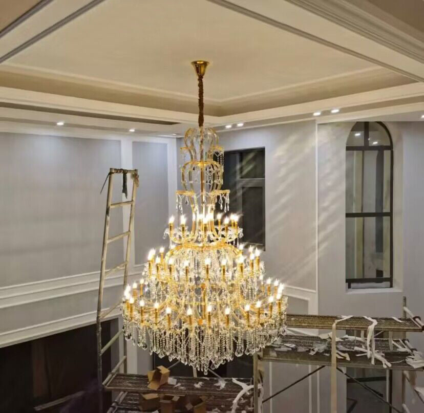 Oversized Luxury Traditional Gold/Chrome Candle Branch Crystal Chandelier