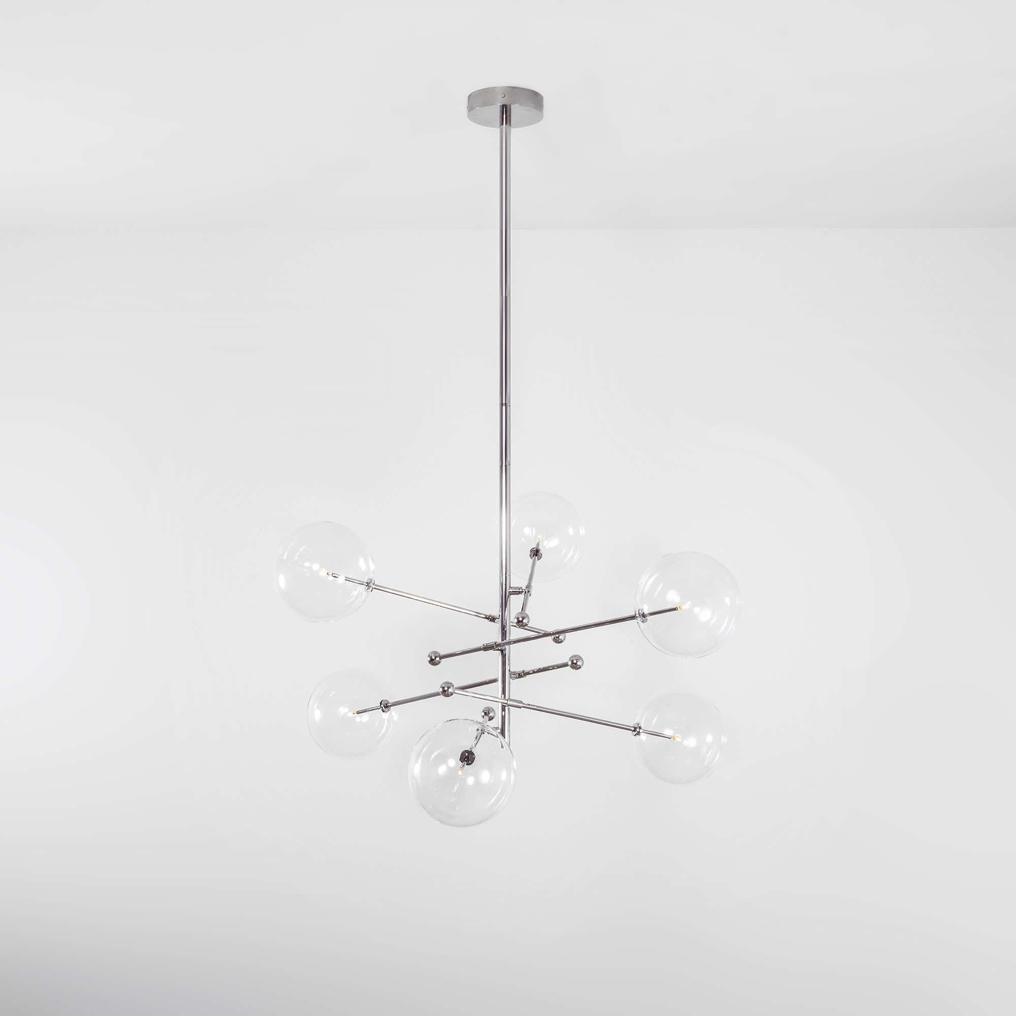Aero Vertical Glass Globe Chandelier 6 - Light 55.63"