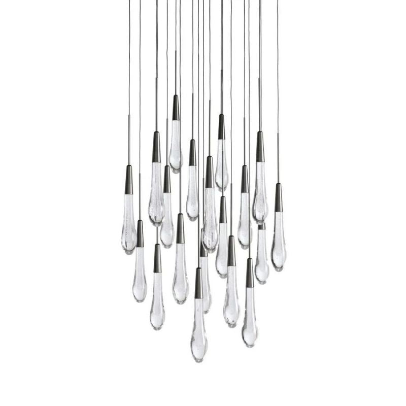 Raindrop Glass Round Solitaire Chandelier