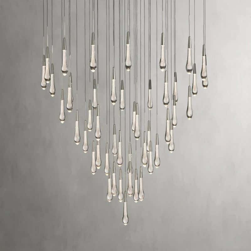 Raindrop Glass Round Solitaire Chandelier