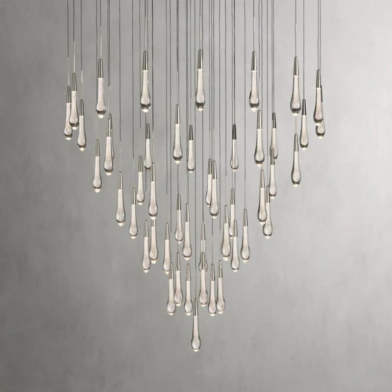 Raindrop Glass Round Solitaire Chandelier