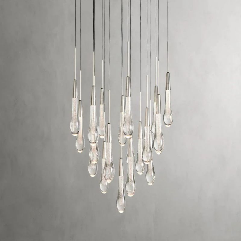 Raindrop Glass Round Solitaire Chandelier