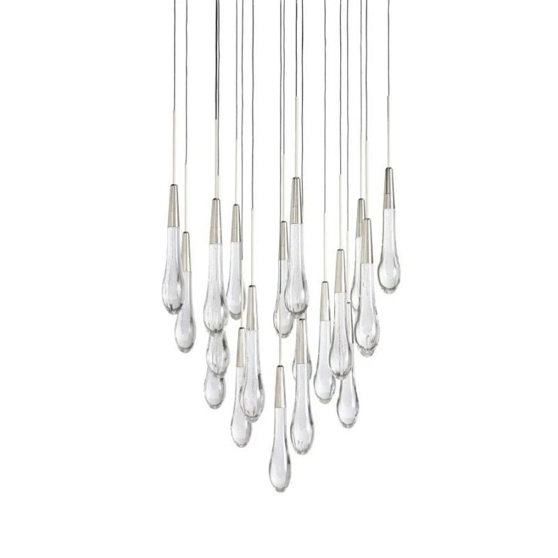 Raindrop Glass Round Solitaire Chandelier