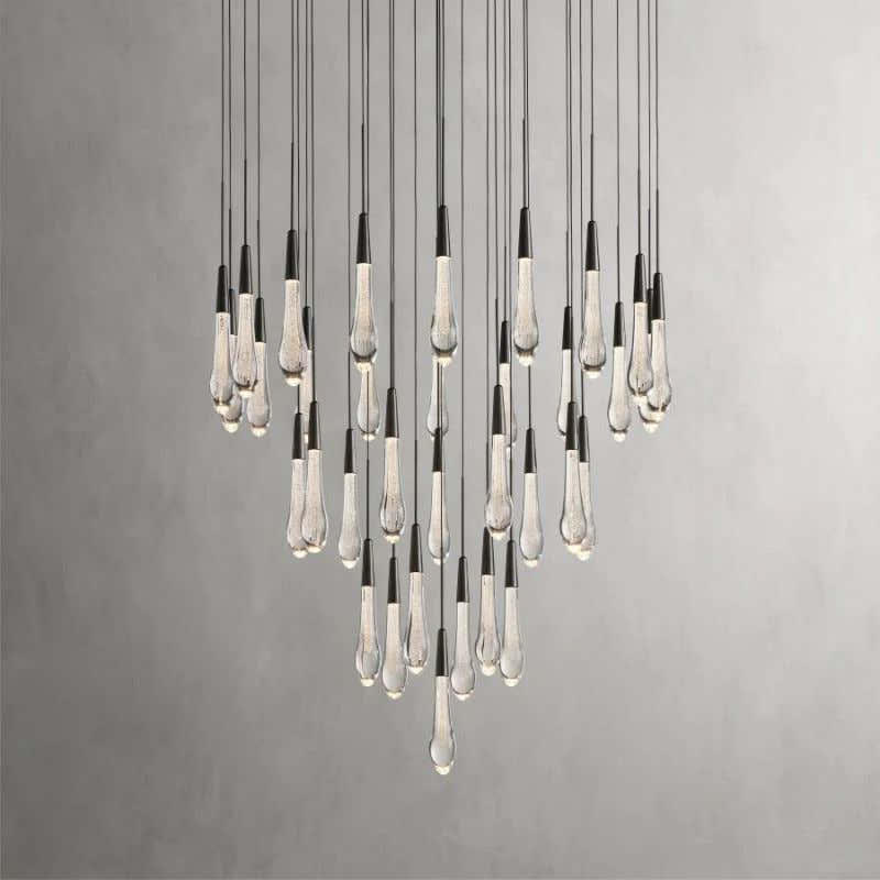 Raindrop Glass Round Solitaire Chandelier