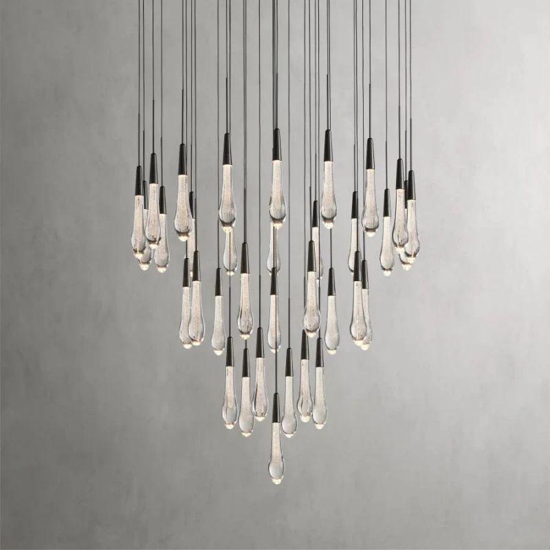 Raindrop Glass Round Solitaire Chandelier