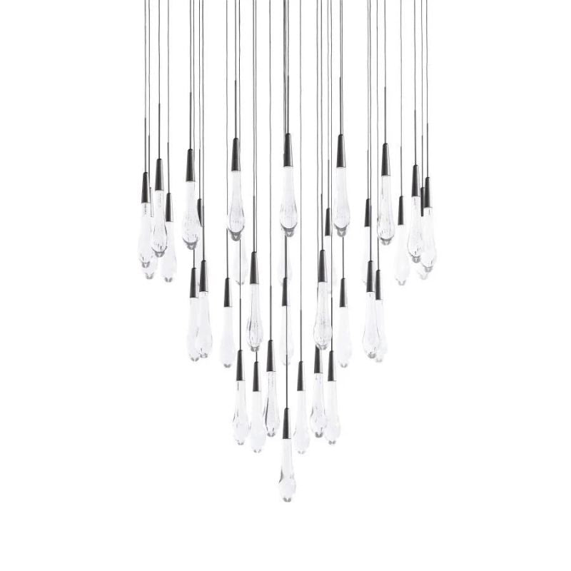 Raindrop Glass Round Solitaire Chandelier