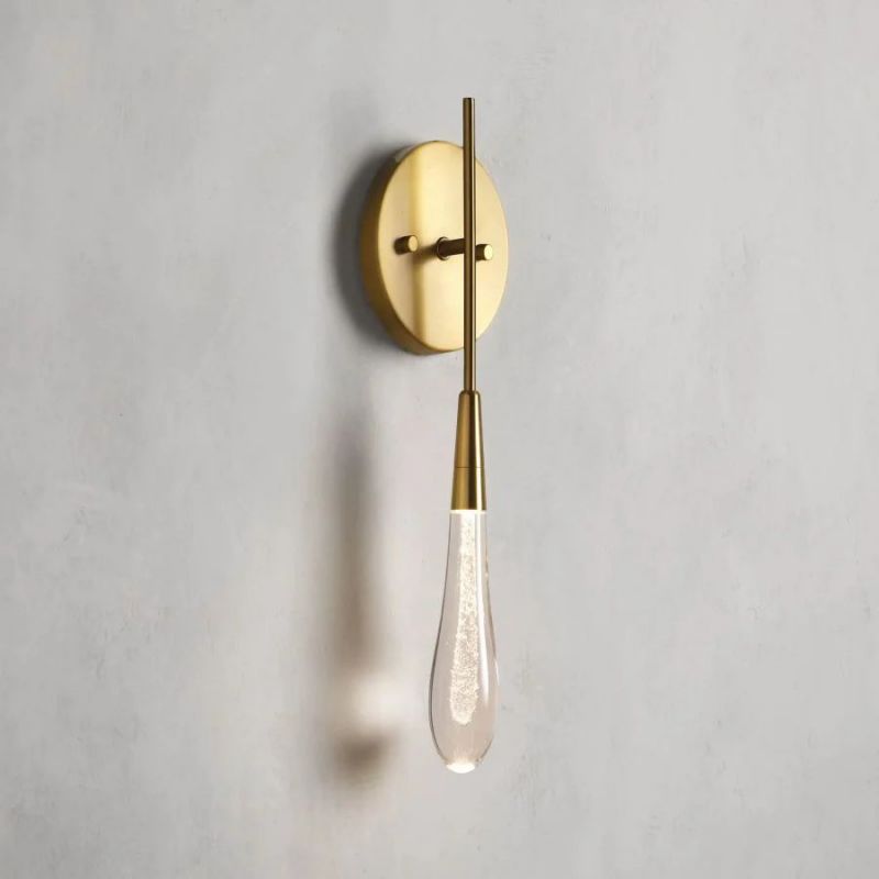 Raindrop Glass Round Solitaire Wall Sconce