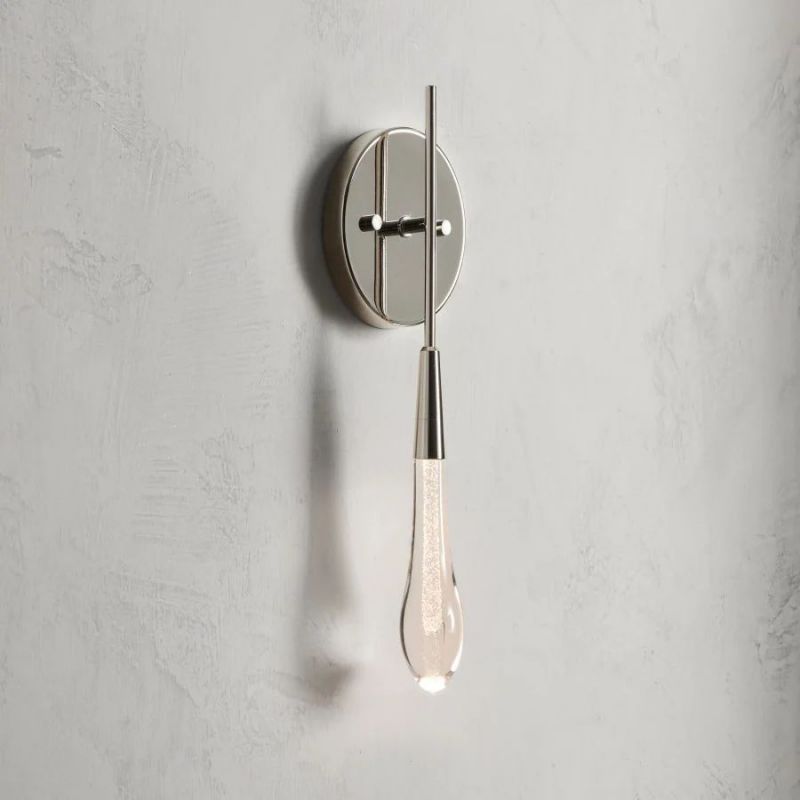 Raindrop Glass Round Solitaire Wall Sconce