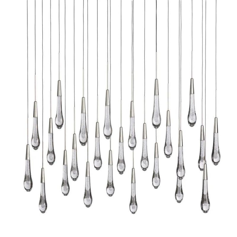 Raindrop Glass Solitaire Linear Chandelier