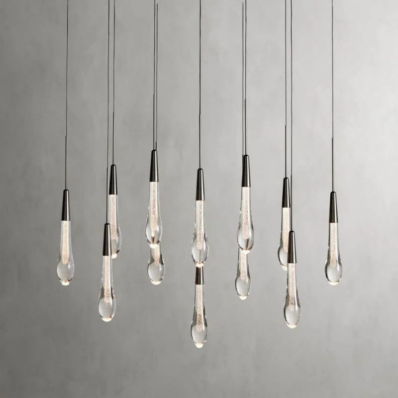 Raindrop Glass Solitaire Linear Chandelier