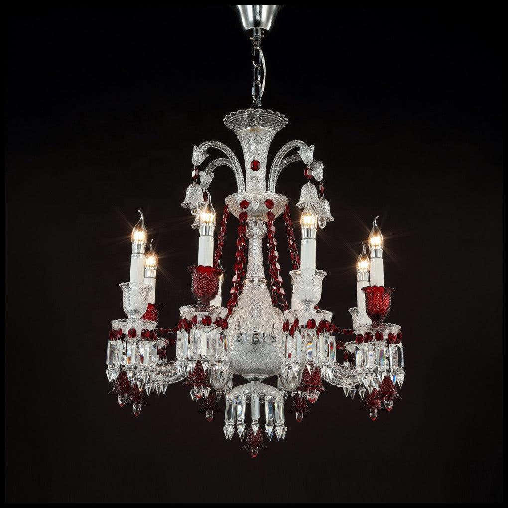 Bakala Red K9 Crystal Classic Chandelier 8 Lights For Living Room