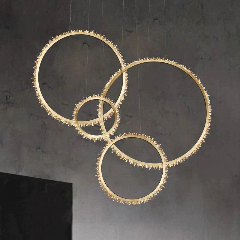 Cervine Modern Rock Crystal Ring Round Chandelier Cluster