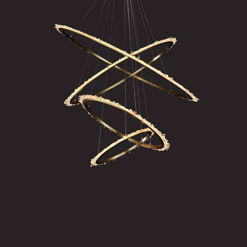 Cervine Modern Rock Crystal Ring Round Chandelier Cluster