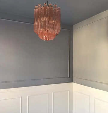 Murano Chandelier – Quadriedri – 47 prisms – Pink