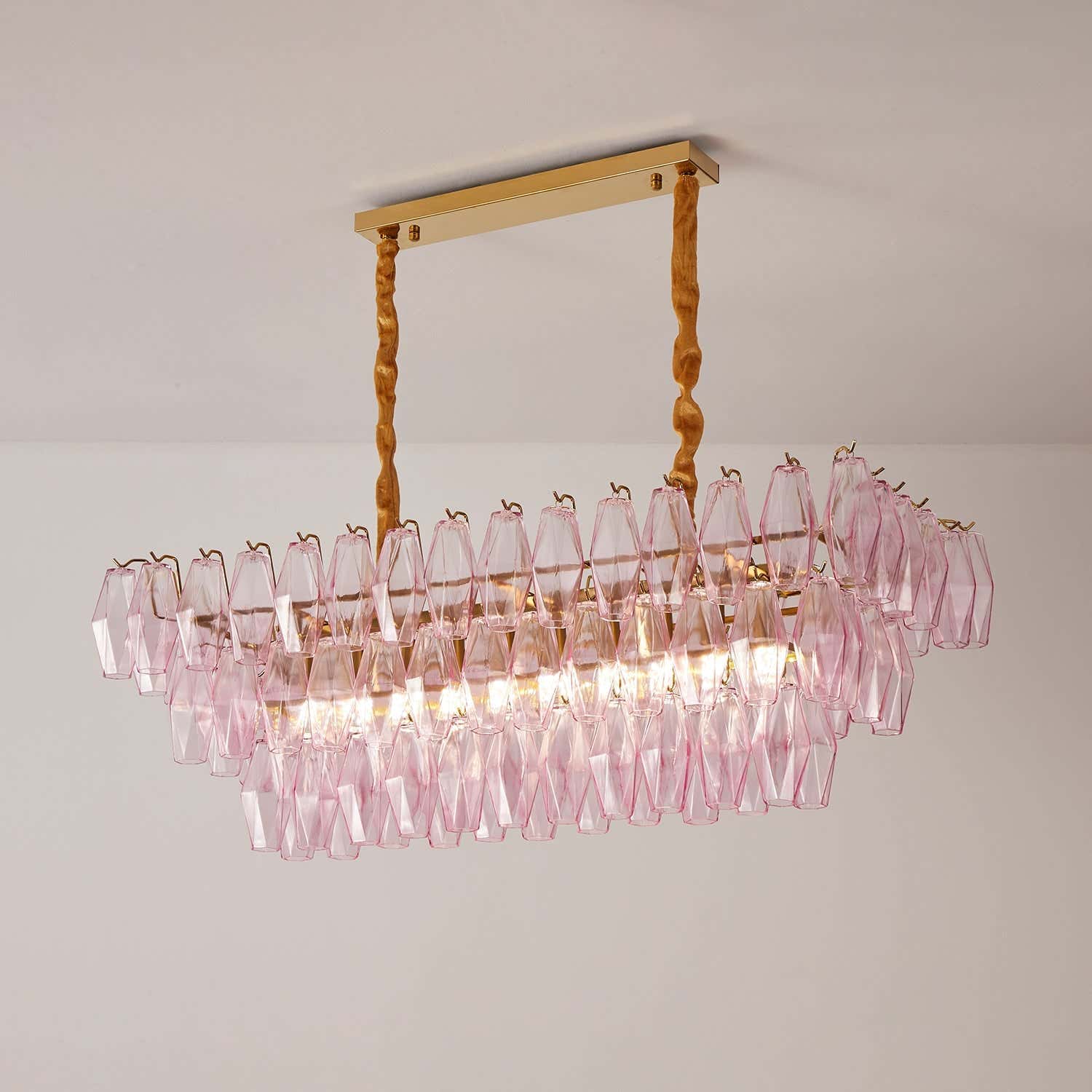Rose Prism Glass Chandelier
