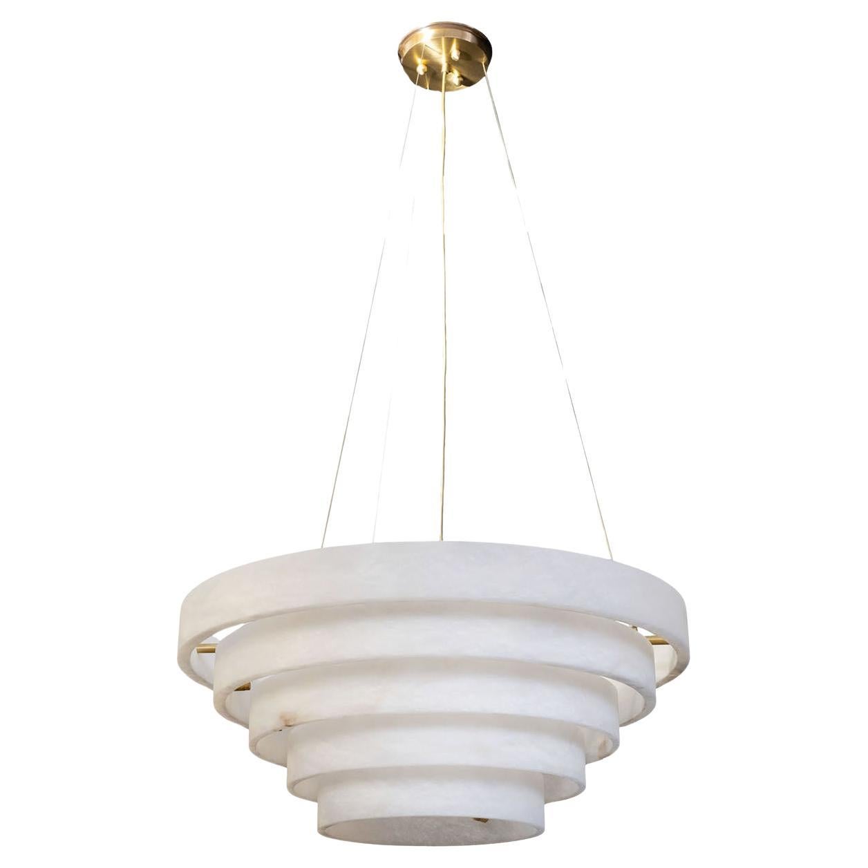 Alabaster Round Suspension Chandelier 52''