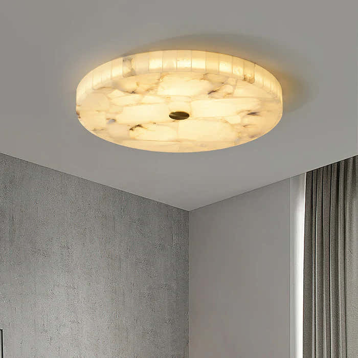 Round Alabaster Flush Mount Ceiling Lamps