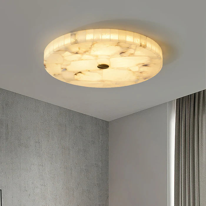 Round Alabaster Flush Mount Ceiling Lamps