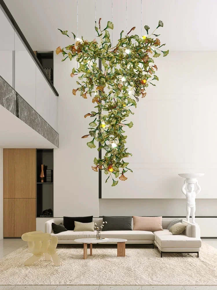 Green/Brown Ginkgo Leaf Restaurant chandelier