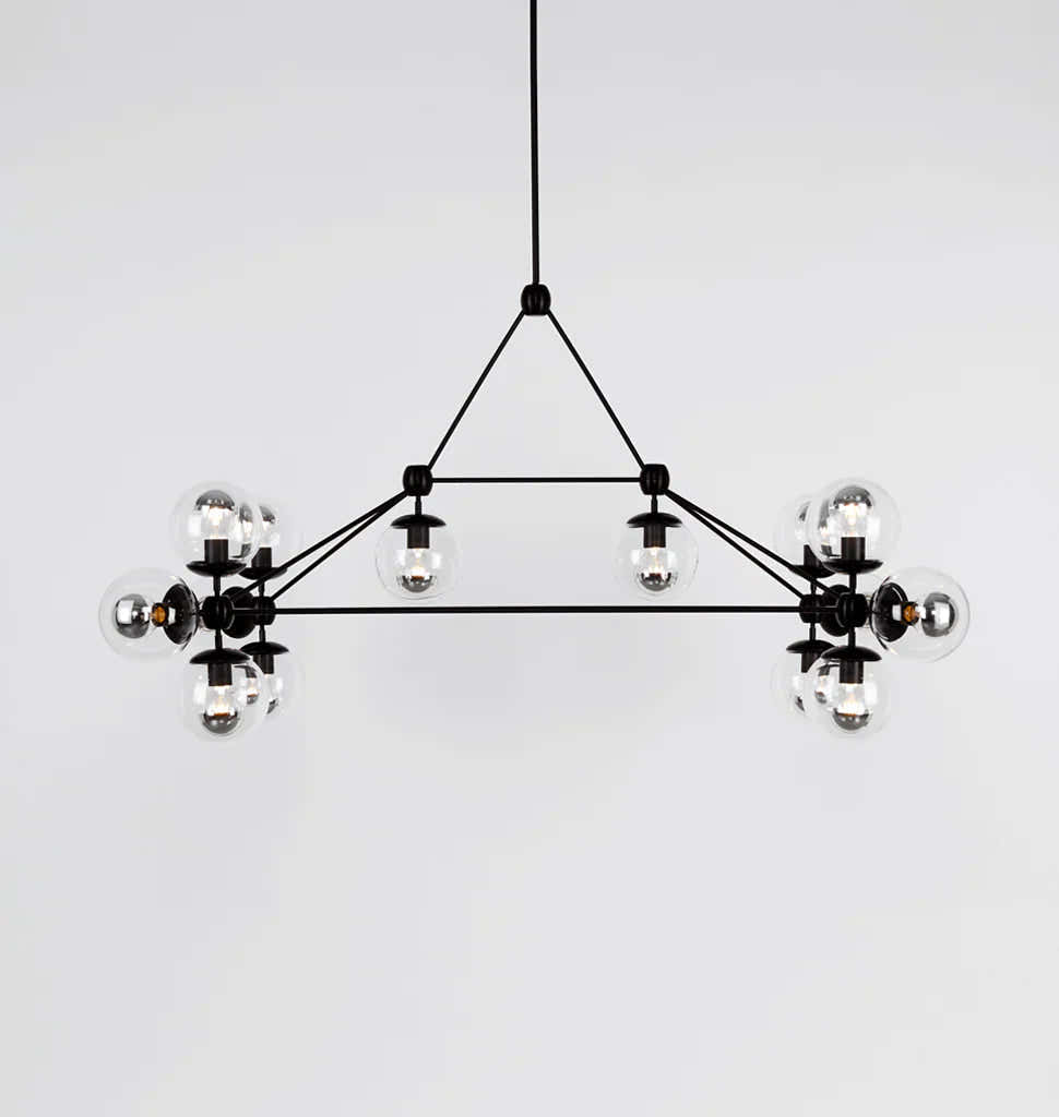 Modo Chandelier 57" L - Rectangle, 14 Globes