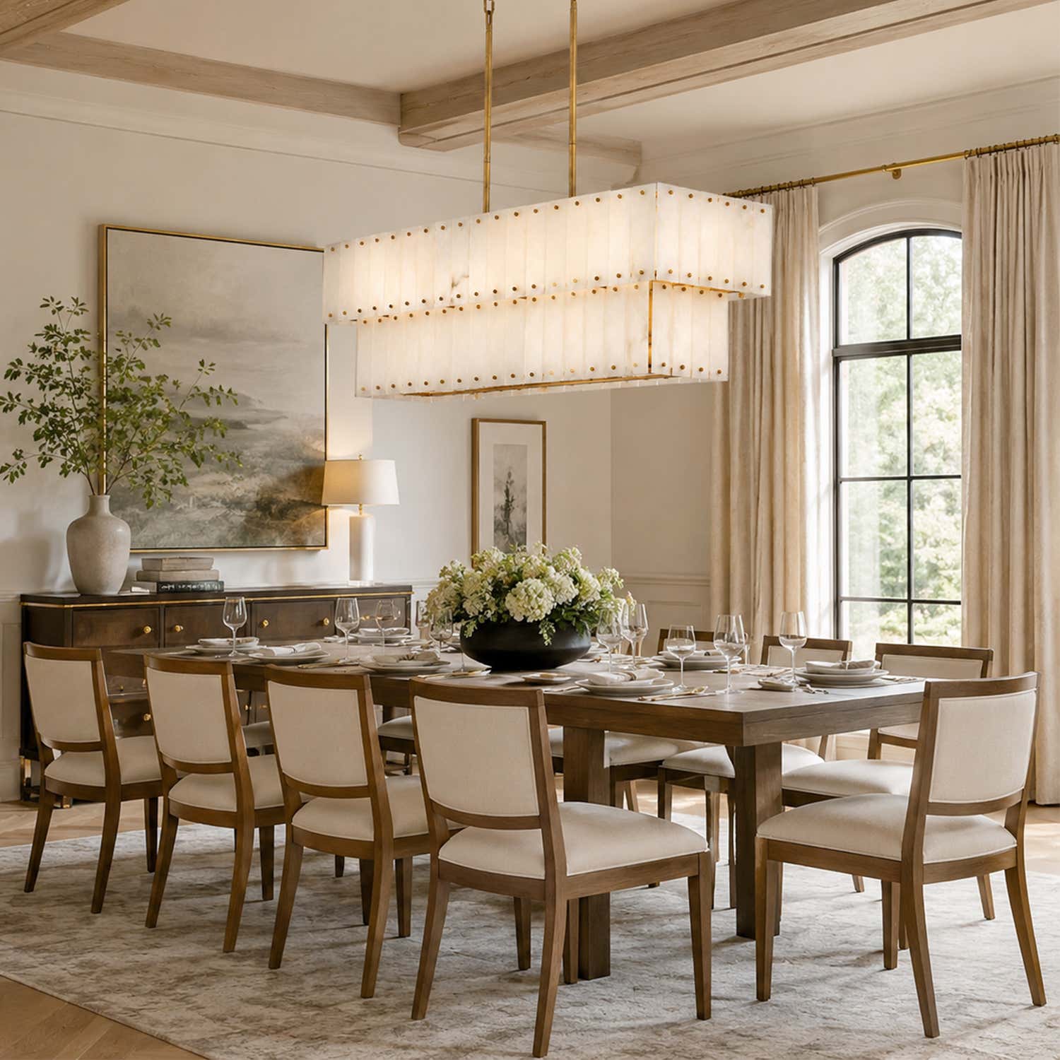 Simona Alabaster Linear 2-Tier Chandelier