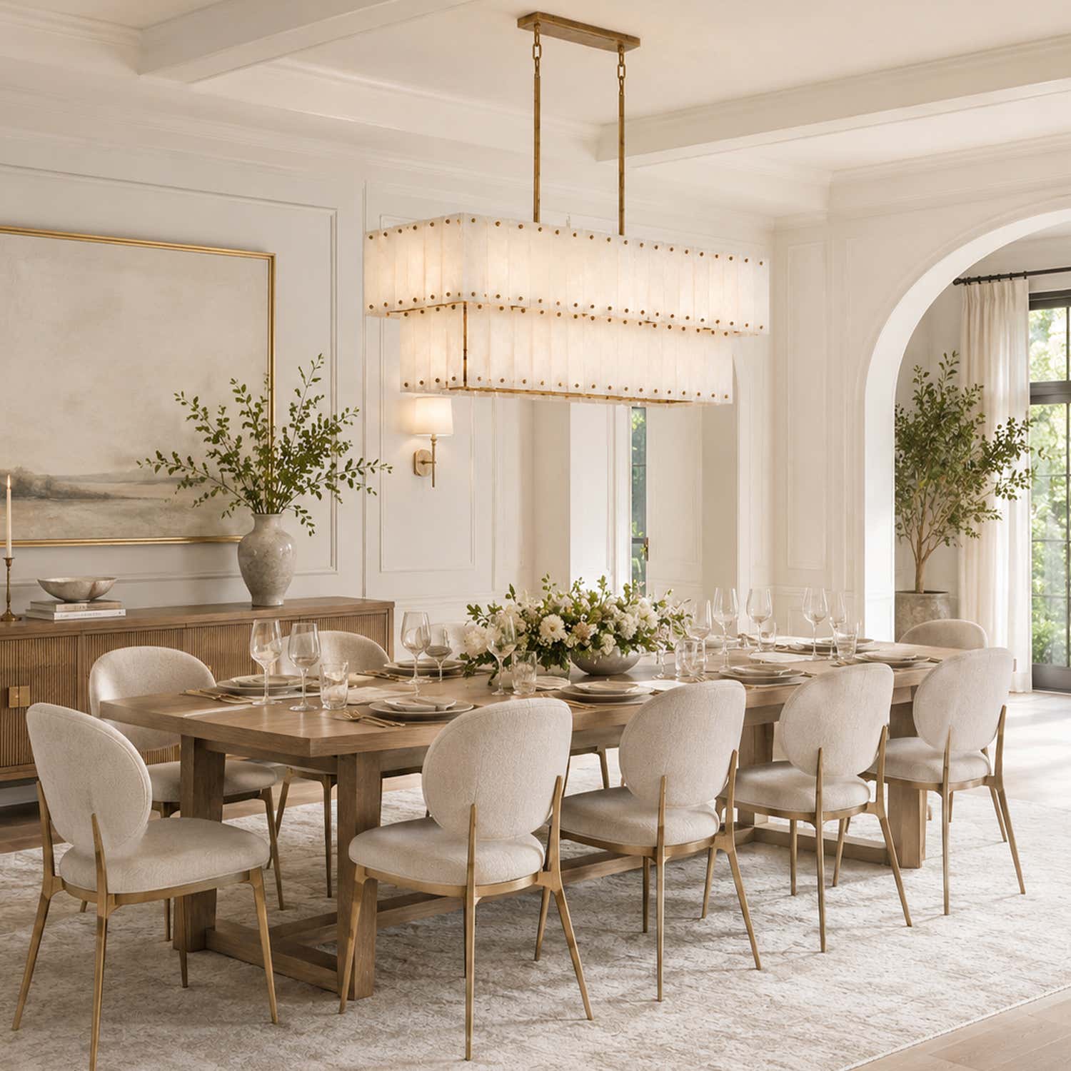 Simona Alabaster Linear 2-Tier Chandelier