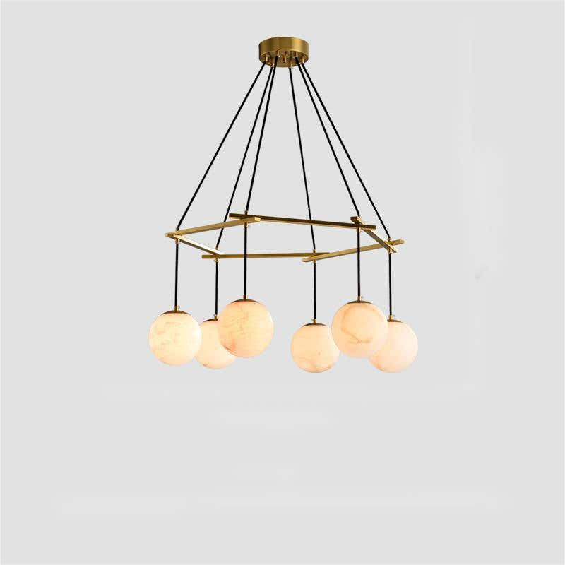 Alabaster Modern Structural Ball Chandelier