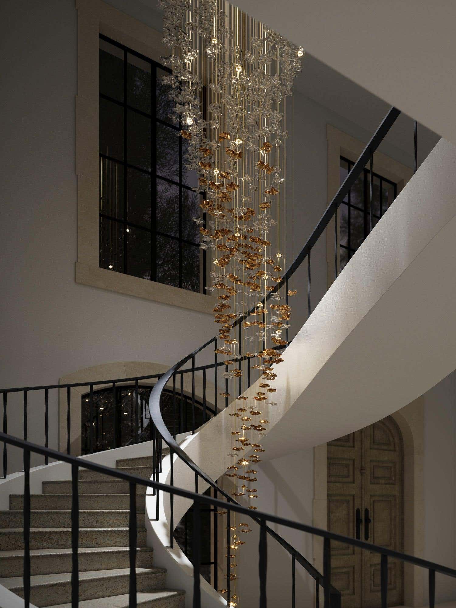 Tidal Art Glass Chandelier (With Canopy)