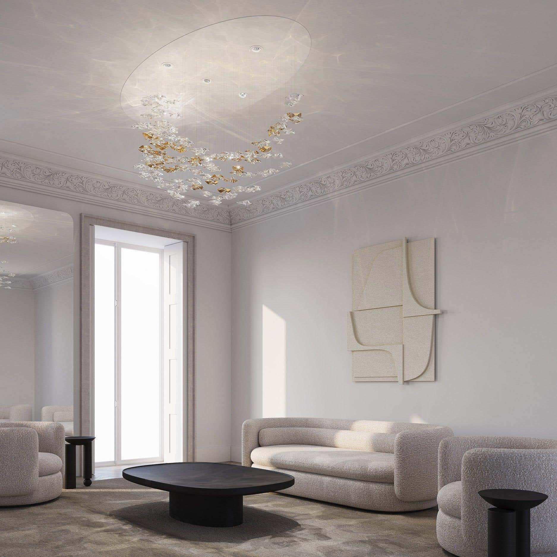 Tidal Art Glass Chandelier (With Canopy)