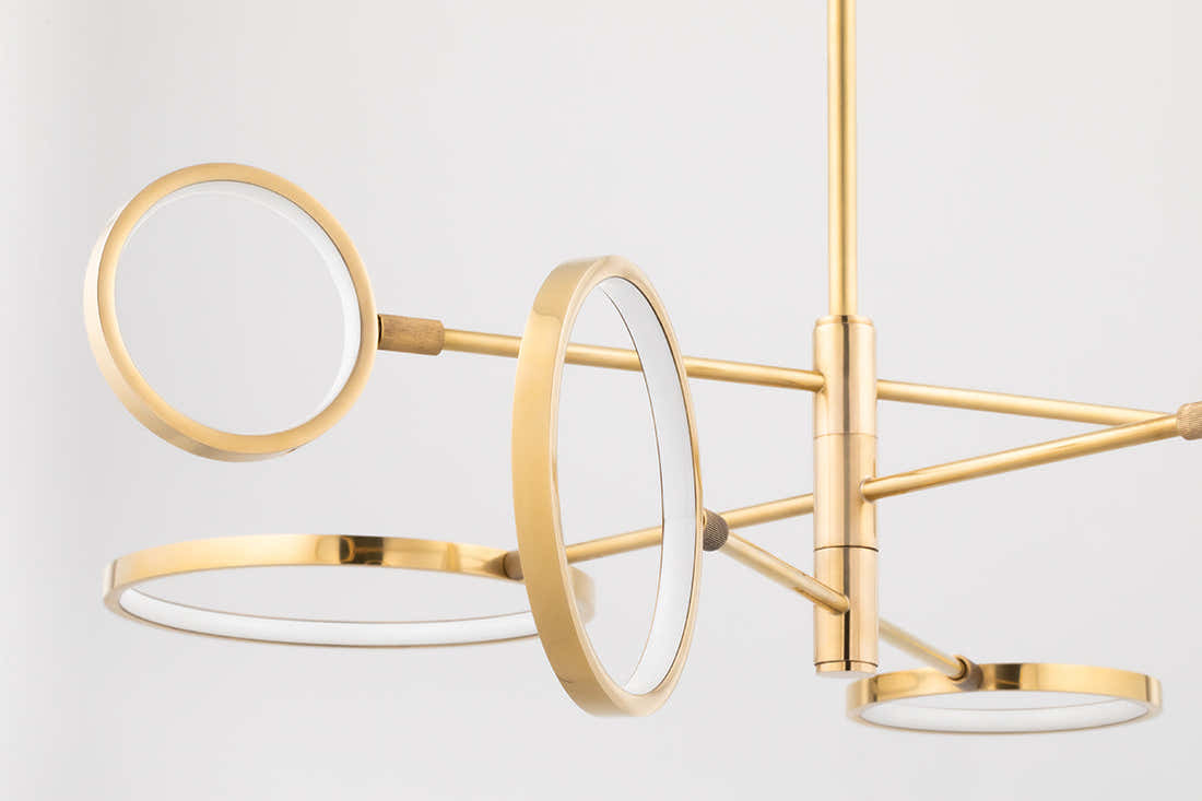 Saturn Modern Brass Chandelier - 4106-AGB-CE - Hudson Valley