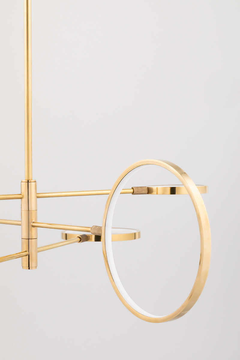 Saturn Modern Brass Chandelier - 4106-AGB-CE - Hudson Valley