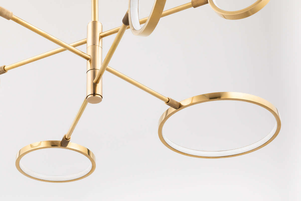 Saturn Modern Brass Chandelier - 4106-AGB-CE - Hudson Valley
