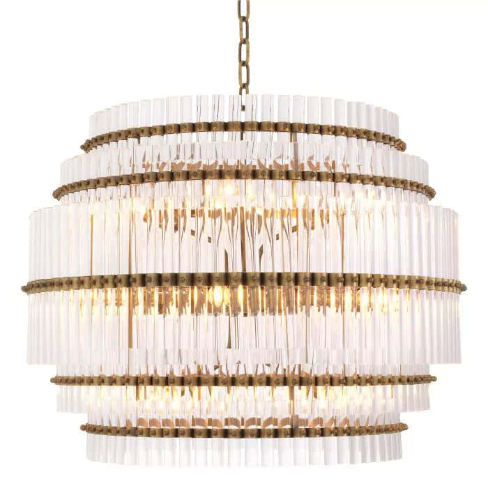 Scottsdale Modern Brass Glass Chandelier - (Antique Brass Finish | Clear Glass) 