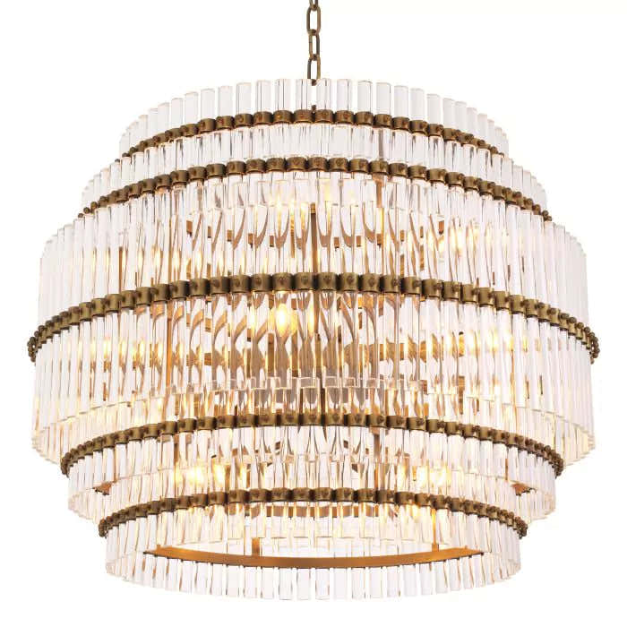Scottsdale Modern Brass Glass Chandelier - (Antique Brass Finish | Clear Glass) 